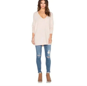 Free People Oversized Softly Vee Wool/ Yak Blend Sweater in Ballet(S)